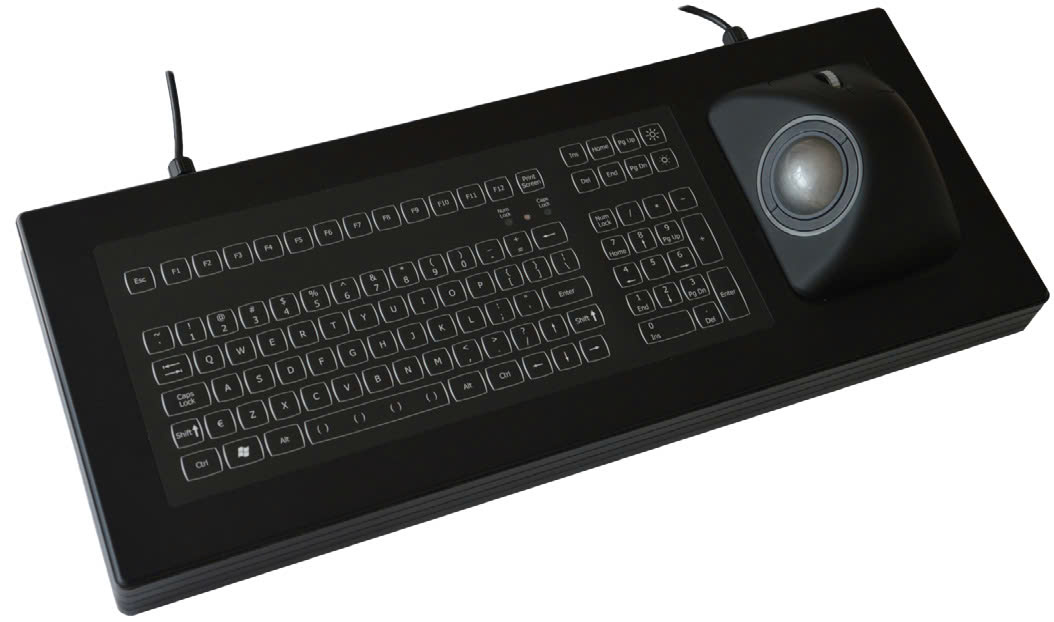 BACKLIT KEYBOARD WITH ERGONOMIC TRACKBALL
